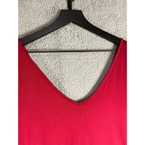 Red Sleeveless Swing Tank Dress XL V Neck Jersey Knit Casual Summer Minimalist - Picture 5 of 7